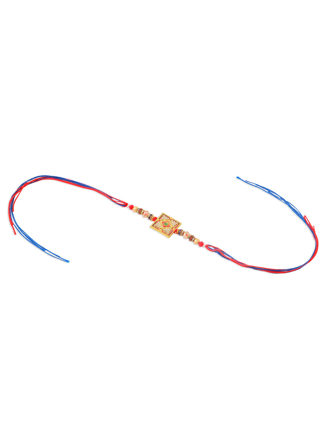 NVR Men Multicolor Artificial Stones Thread Rakhi with Roli Chawal Chandan & Mishri