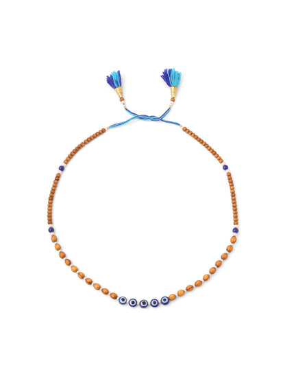 NVR Men Evil Eye Multicolor Thread Rakhi with Roli Chawal Chandan & Mishri