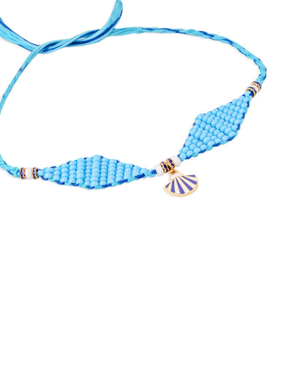 NVR Men Blue Pearls Unique Design Thread Rakhi, Combo for Rakshabandhan