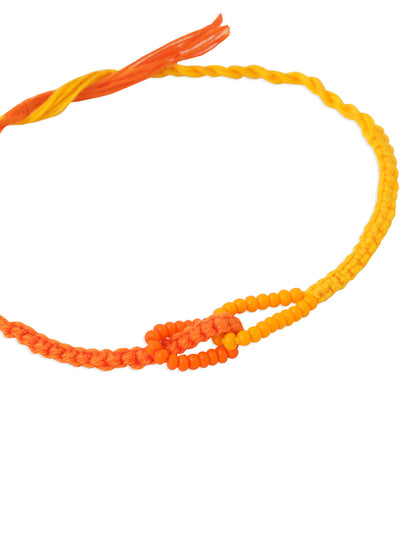 NVR Men's Multicolor Pearls Thread Rakhi with Roli Chawal Chandan & Mishri