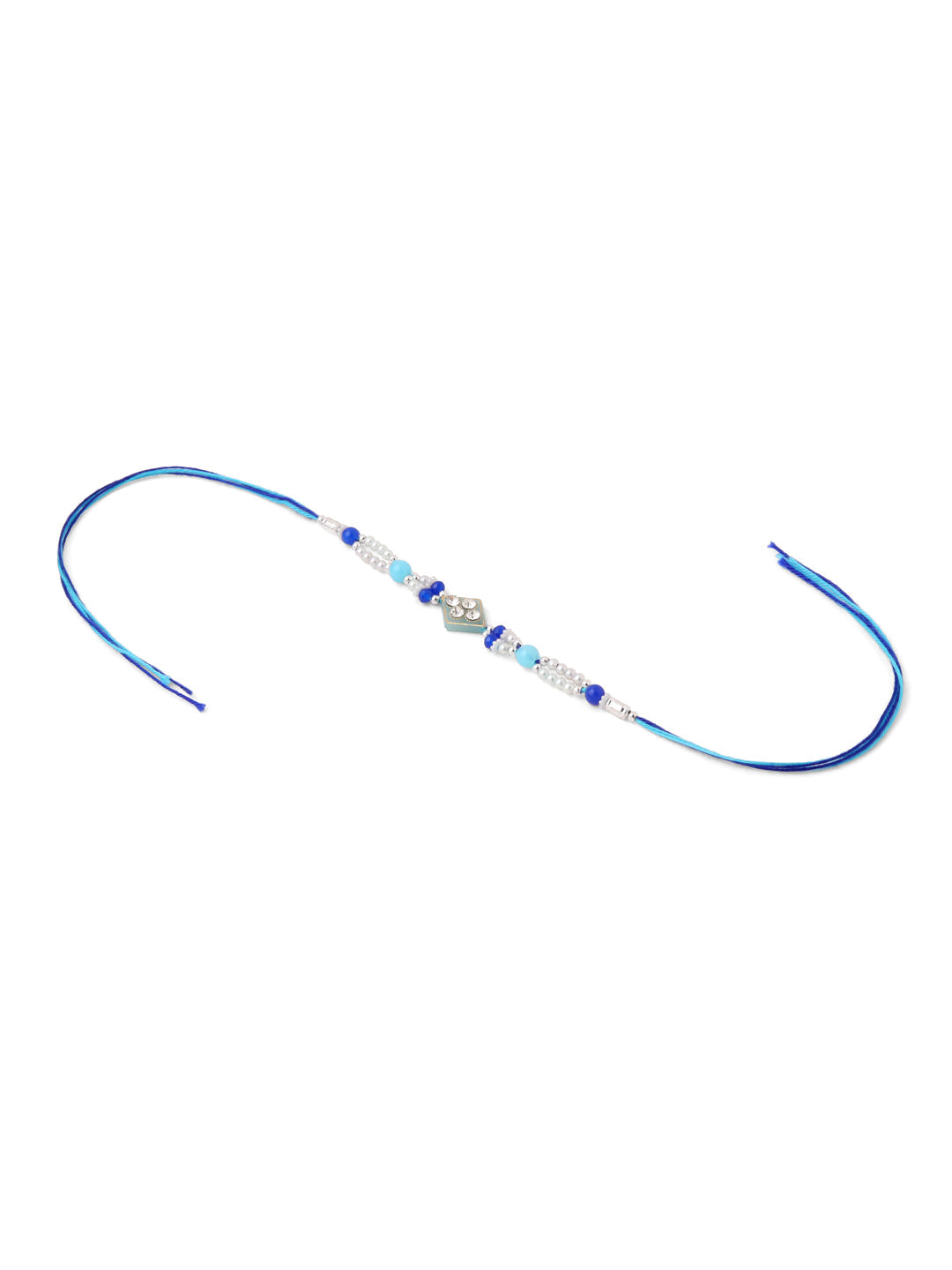 NVR Men Set of 3 Multicolor Artificial Stones and Beads Rakhi with Roli Chawal Chandan & Mishri
