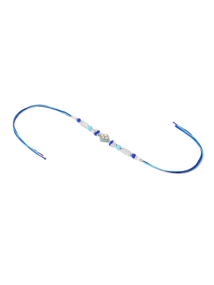 NVR Men Set of 3 Multicolor Artificial Stones and Beads Rakhi with Roli Chawal Chandan & Mishri