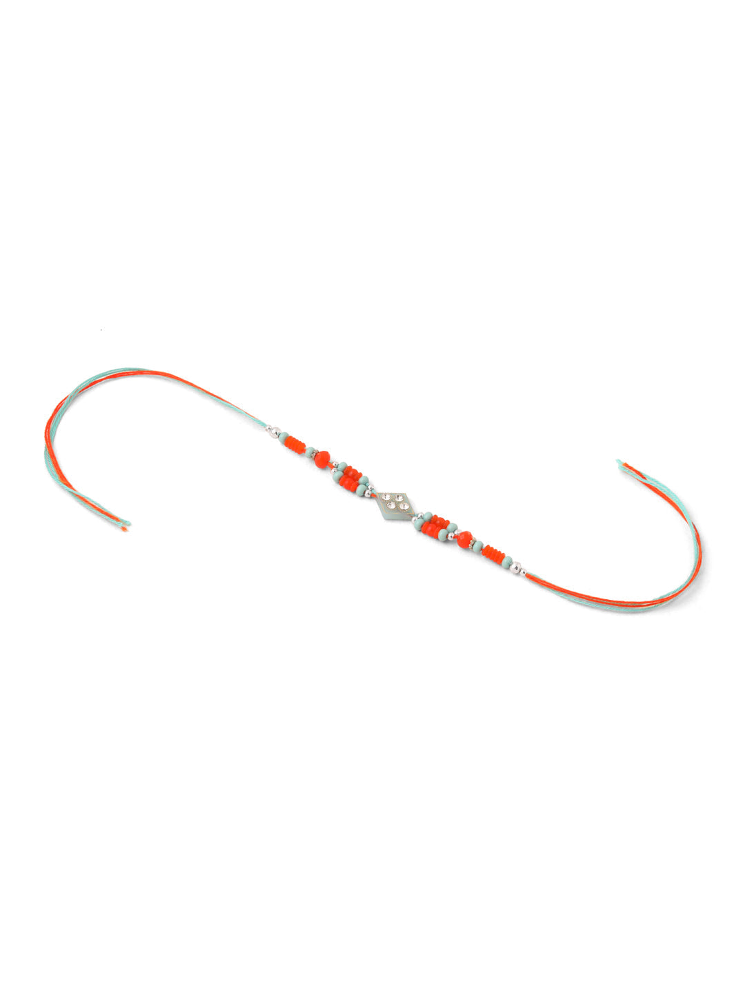 NVR Men Set of 3 Multicolor Artificial Stones and Beads Rakhi with Roli Chawal Chandan & Mishri