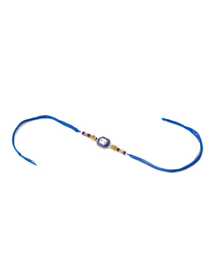 NVR Men Blue Artificial Stones Handmade Thread Rakhi, Combo for Rakshabandhan