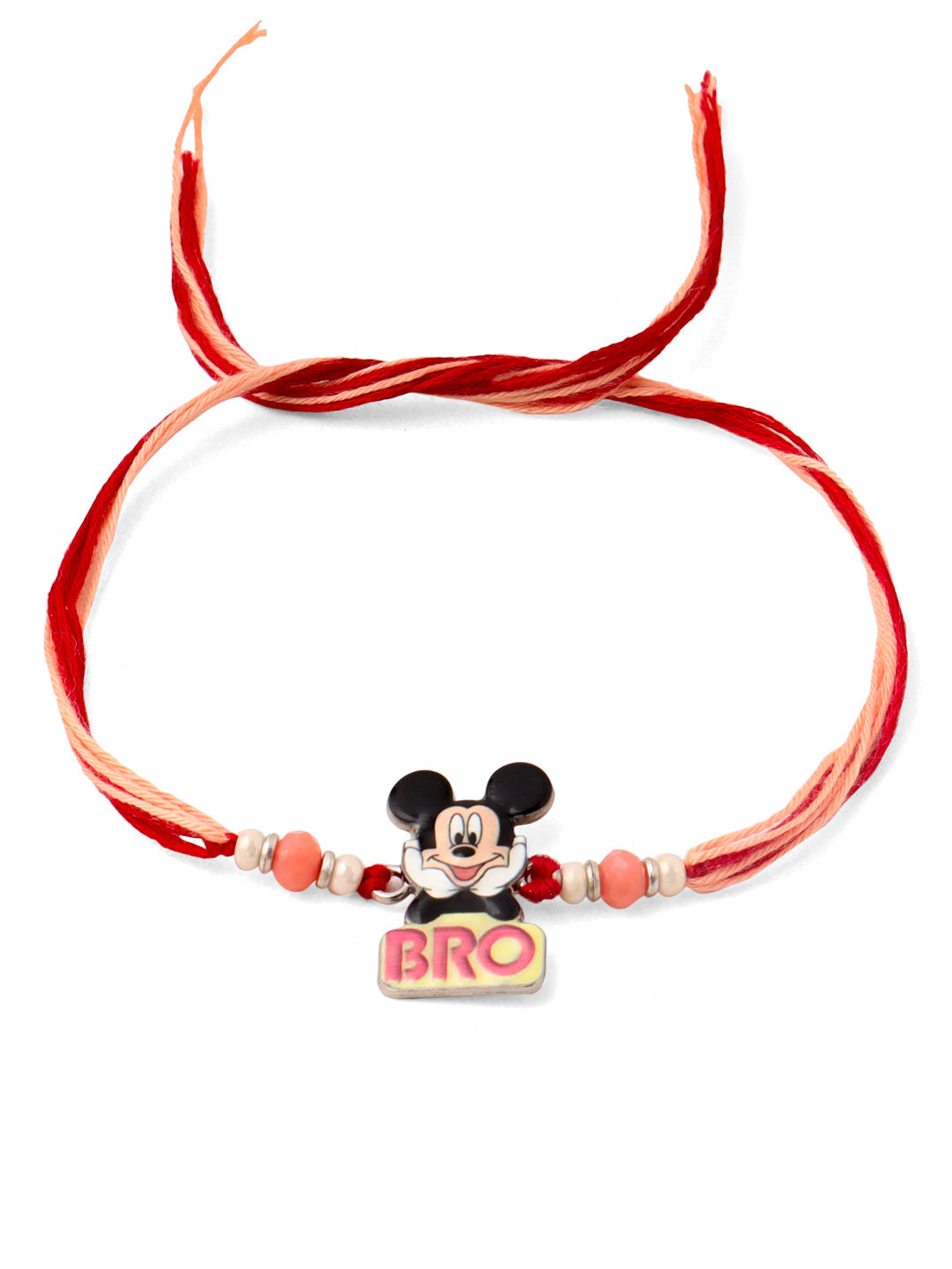 NVR Kids Micky Mouse Character Artificial Beads Thread Rakhi with Roli Chawal Chandan & Mishri