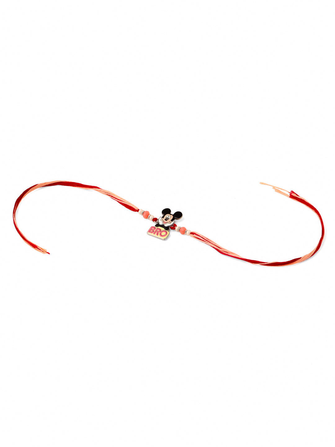 NVR Kids Micky Mouse Character Artificial Beads Thread Rakhi with Roli Chawal Chandan & Mishri
