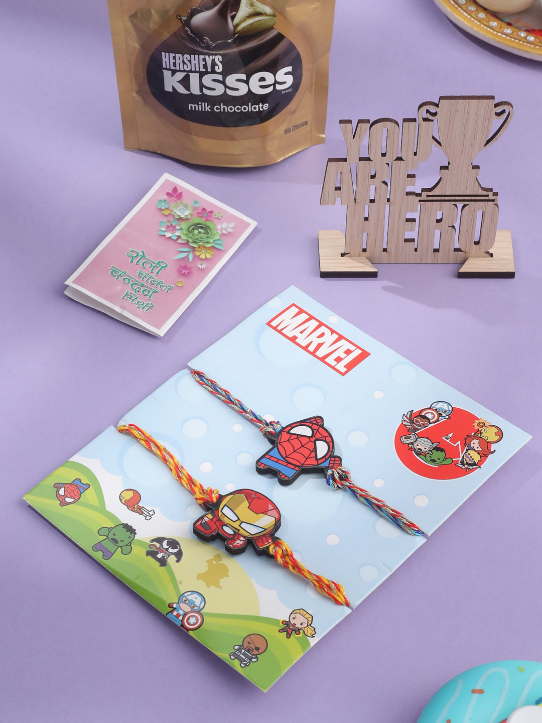 NVR Kids Set of 2 Cute Cartoon Superhero Thread Rakhi, Combo for Rakshabandhan