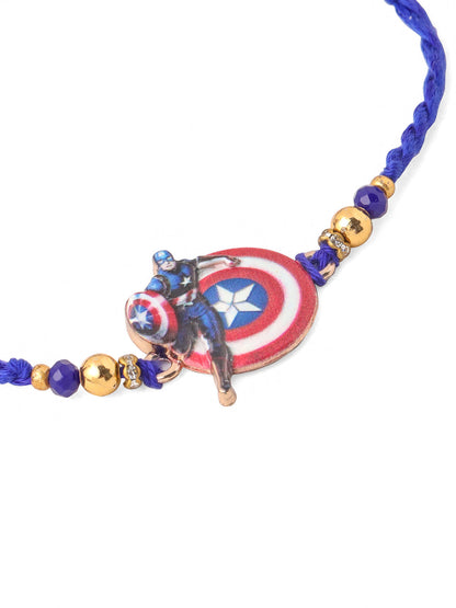 NVR Kids Superhero Blue Artificial Beads Thread Rakhi, Combo for Rakshabandhan