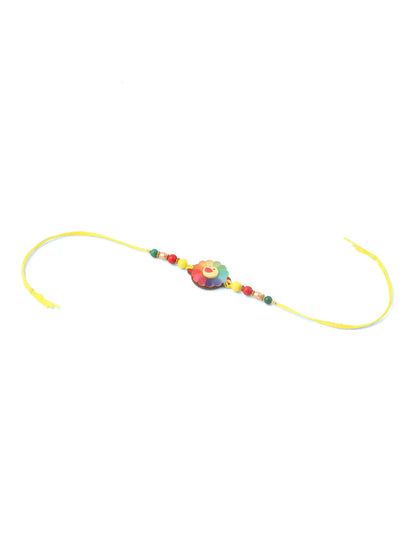 NVR Kids Multicolor Artificial Beads Rakhi with Roli Chawal Chandan & Mishri