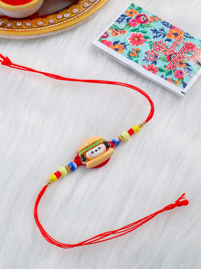 NVR Kids Cartoon Character Multicolor Artificial Beads Rakhi with Roli Chawal Chandan & Mishri