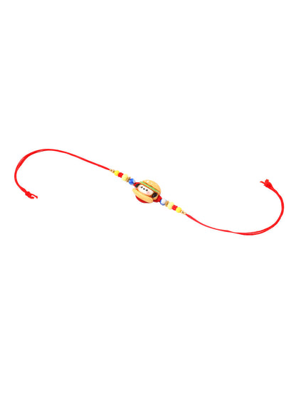 NVR Kids Cartoon Character Multicolor Artificial Beads Rakhi with Roli Chawal Chandan & Mishri