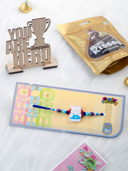 NVR Kids Teddy Blue Artificial Beads Thread Rakhi, Combo for Rakshabandhan
