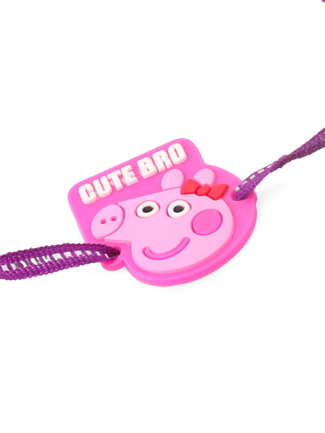 NVR Stylish Pink Cartoon Character Kids Rakhi with Roli Chawal Chandan & Mishri