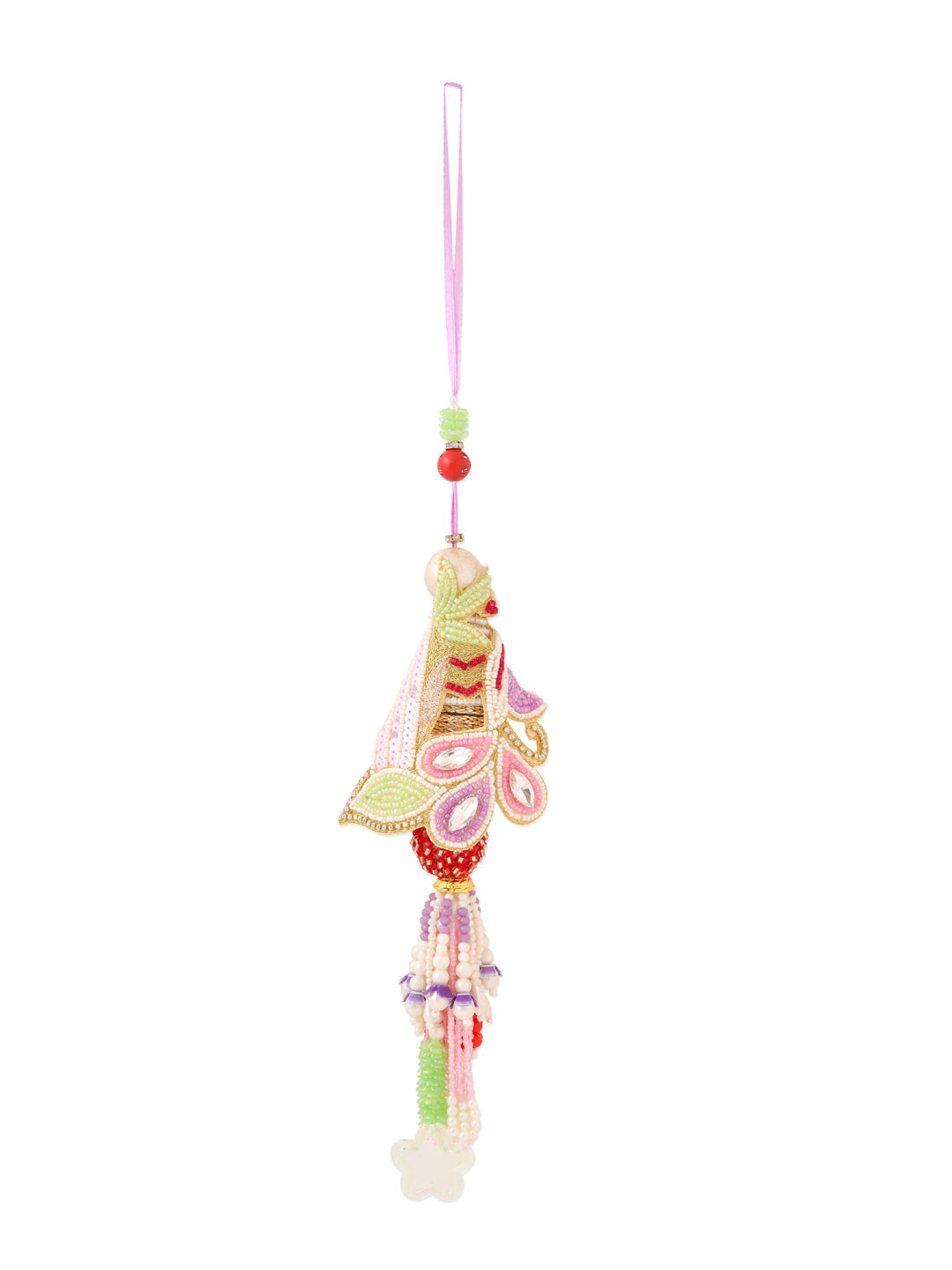 NVR Handcrafted Set of 2 Multicolor Pearls Bhaiya Bhabhi Rakhi Combo