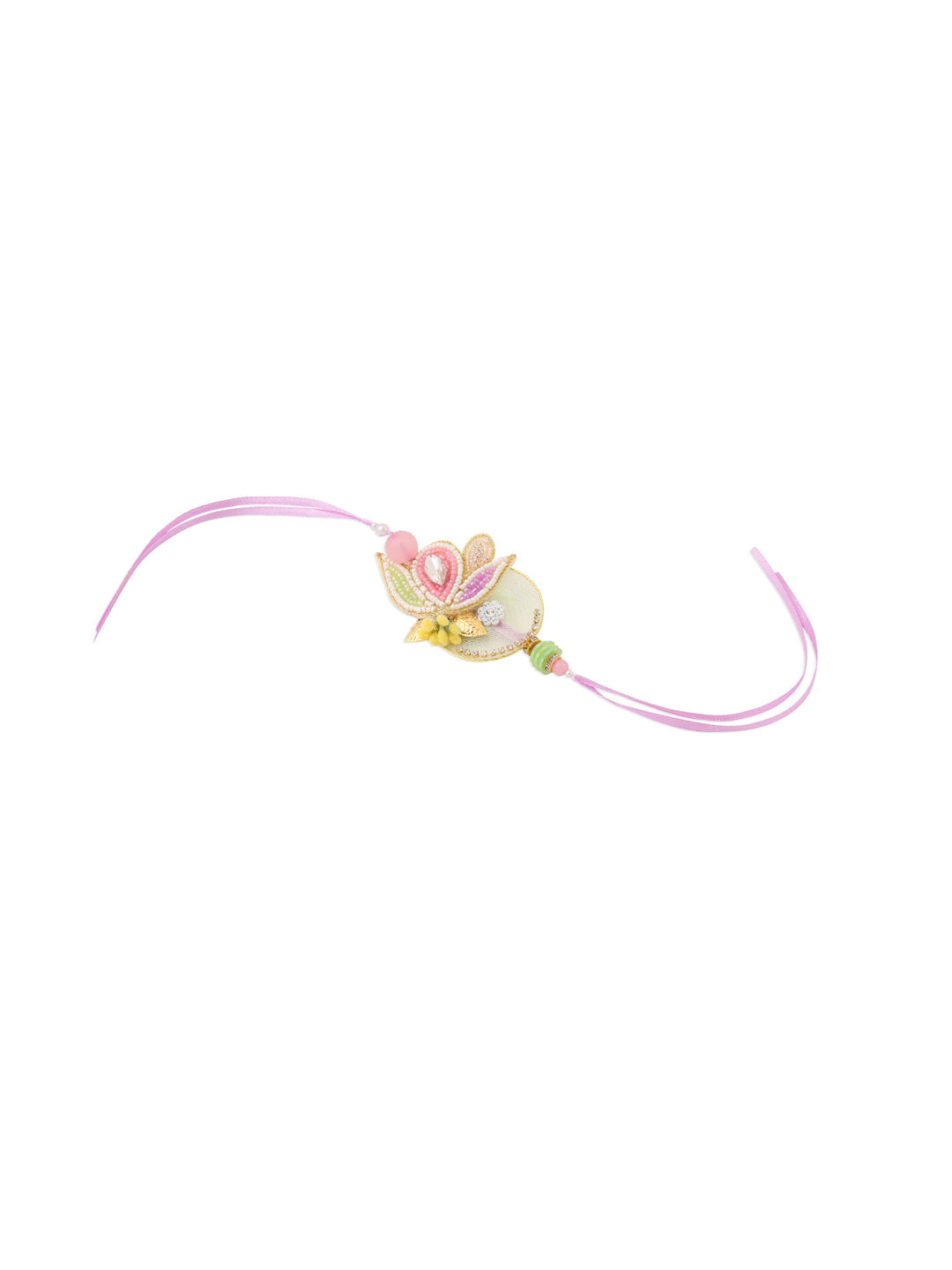 NVR Handcrafted Set of 2 Multicolor Pearls Bhaiya Bhabhi Rakhi Combo