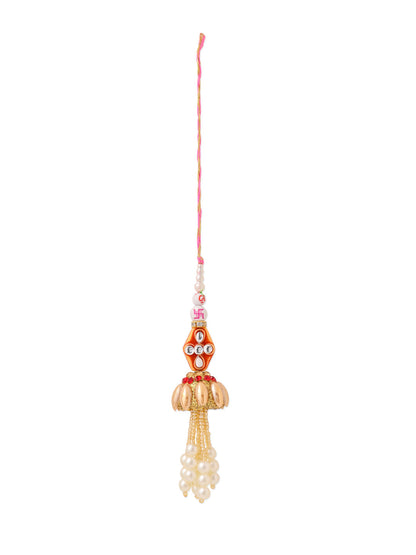 NVR Set of 2 Multicolor Artificial Stones & Pearls Bhaiya Bhabhi Rakhi Combo