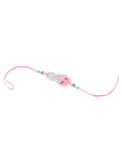 NVR Set of 2 Multicolor Handcrafted Artificial Stones & Pearls Bhaiya Bhabhi Rakhi Combo