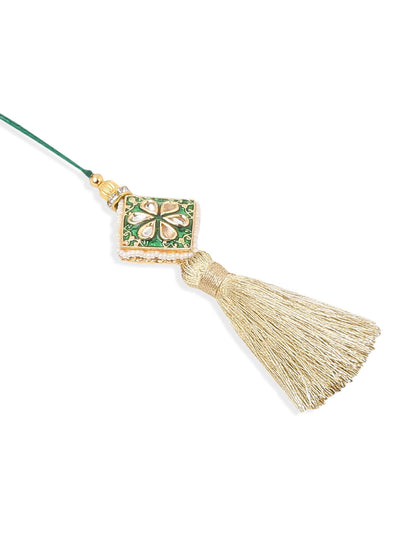 NVR Set of 2 Handmade Green Kundan Studded Bhaiya Bhabhi Rakhi Set, Combo for Rakshabandhan
