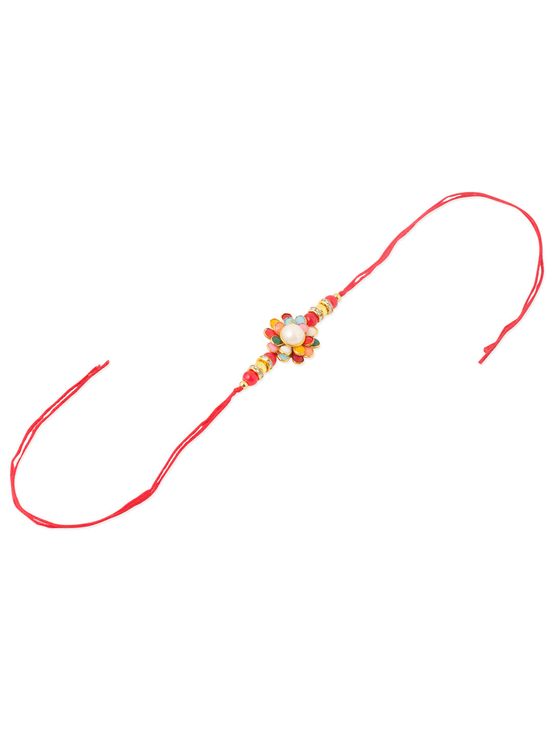 NVR Men Multicolor Beads & Pearls Floral Design Thread Rakhi, Combo for Rakshabandhan