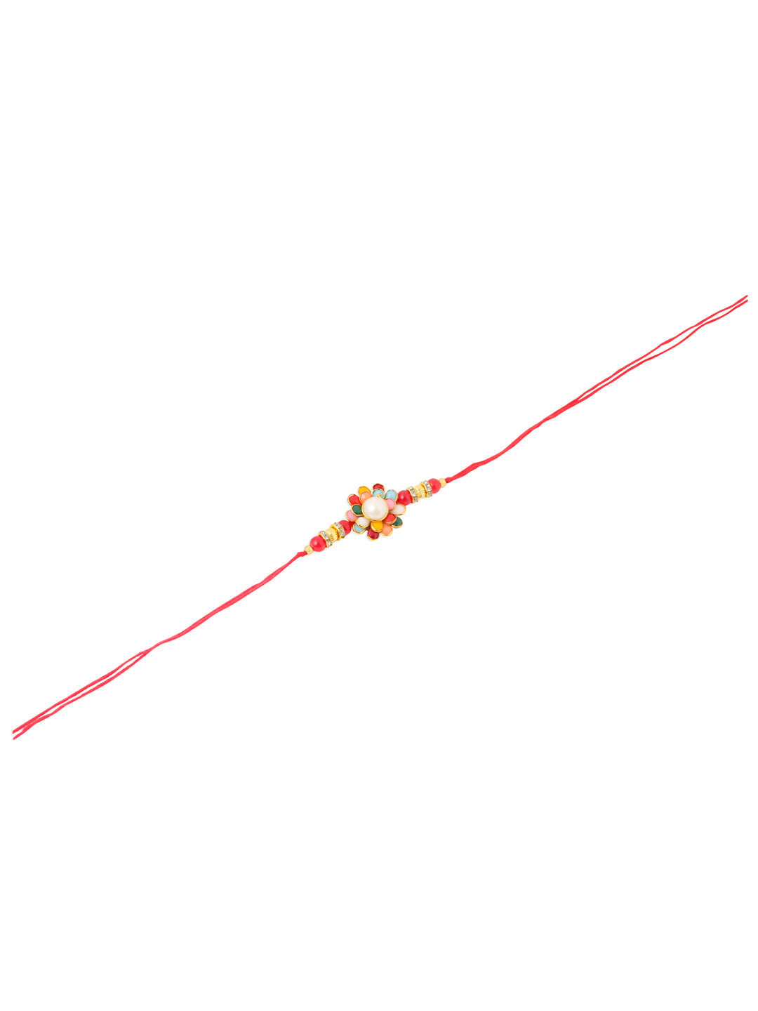 NVR Men Multicolor Beads & Pearls Floral Design Thread Rakhi, Combo for Rakshabandhan