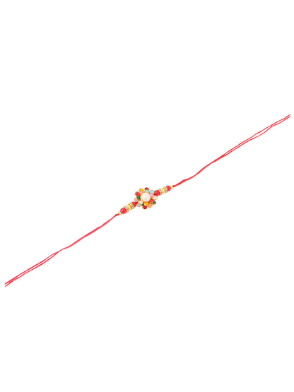 NVR Men Multicolor Beads & Pearls Floral Design Thread Rakhi, Combo for Rakshabandhan