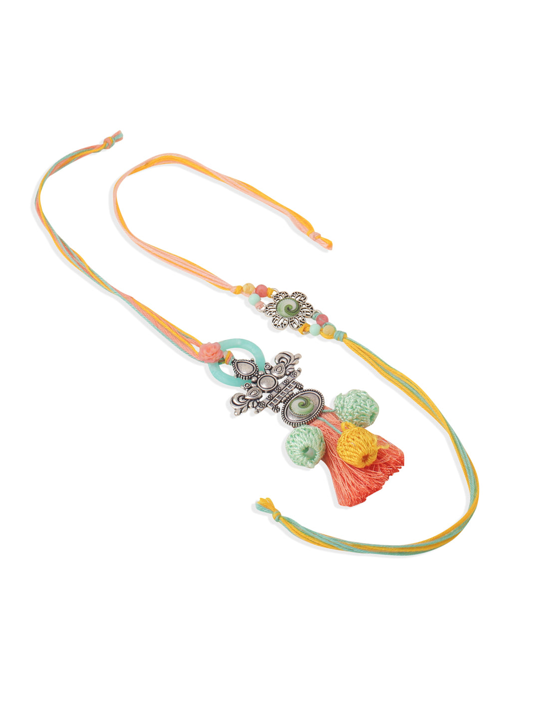 NVR Set of 2 Artificial Beads Traditional Bhaiya Bhabhi Pair Rakhi Combo