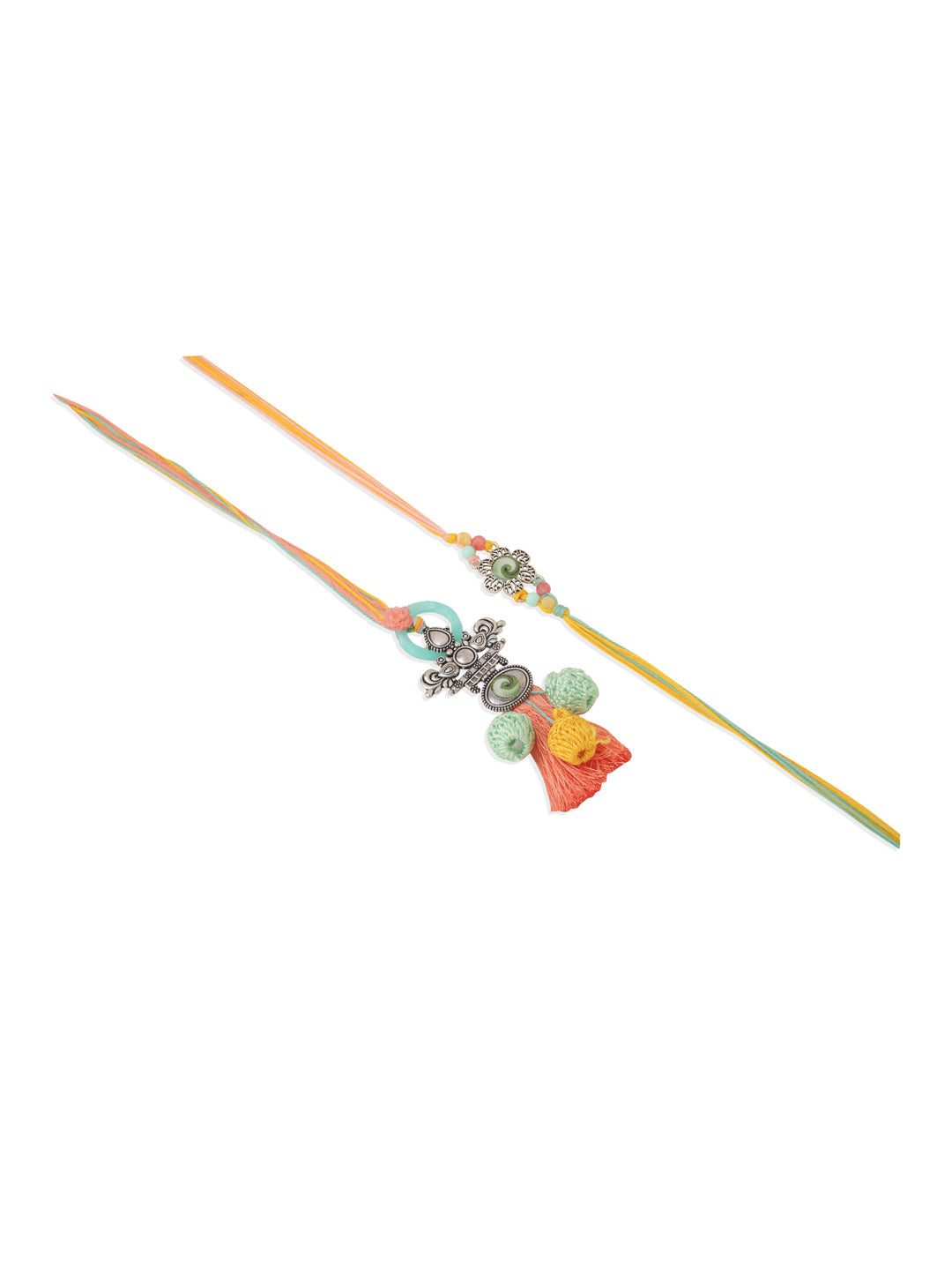 NVR Set of 2 Artificial Beads Traditional Bhaiya Bhabhi Pair Rakhi Combo