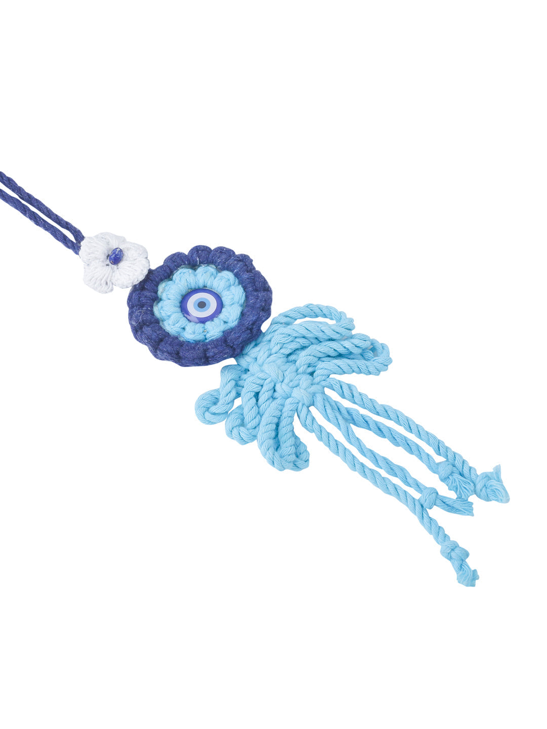 NVR Set of 2 Blue Evil Eye Floral Bhaiya Bhabhi Rakhi With Roli Chawal Chandan & Mishri