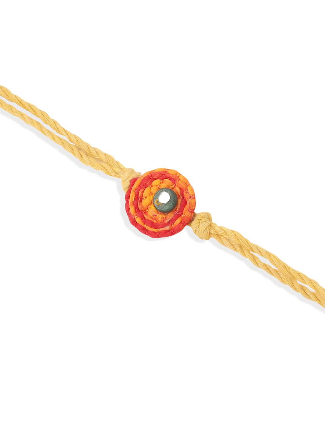 NVR Set of 2 Yellow Sea Shell Round Floral Design Bhaiya Bhabhi Rakhi with Roli Chawal Chandan & Mishri