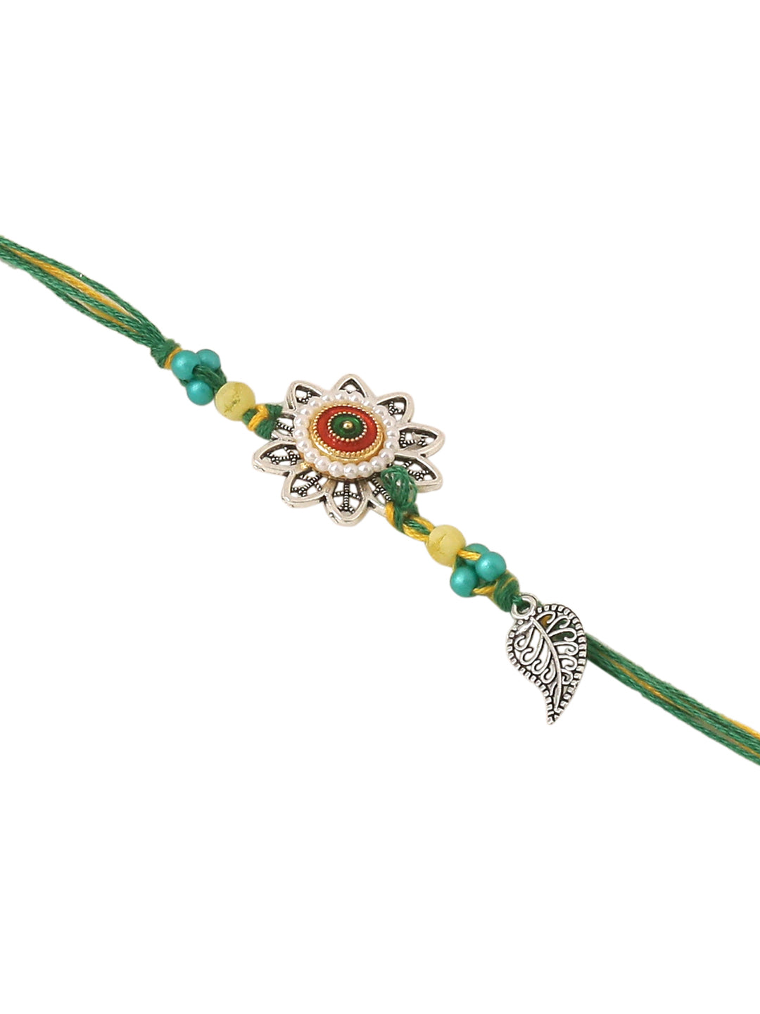 NVR Set of 2 Green Pearls Bhaiya Bhabhi Thread Rakhi, Combo for Rakshabandhan