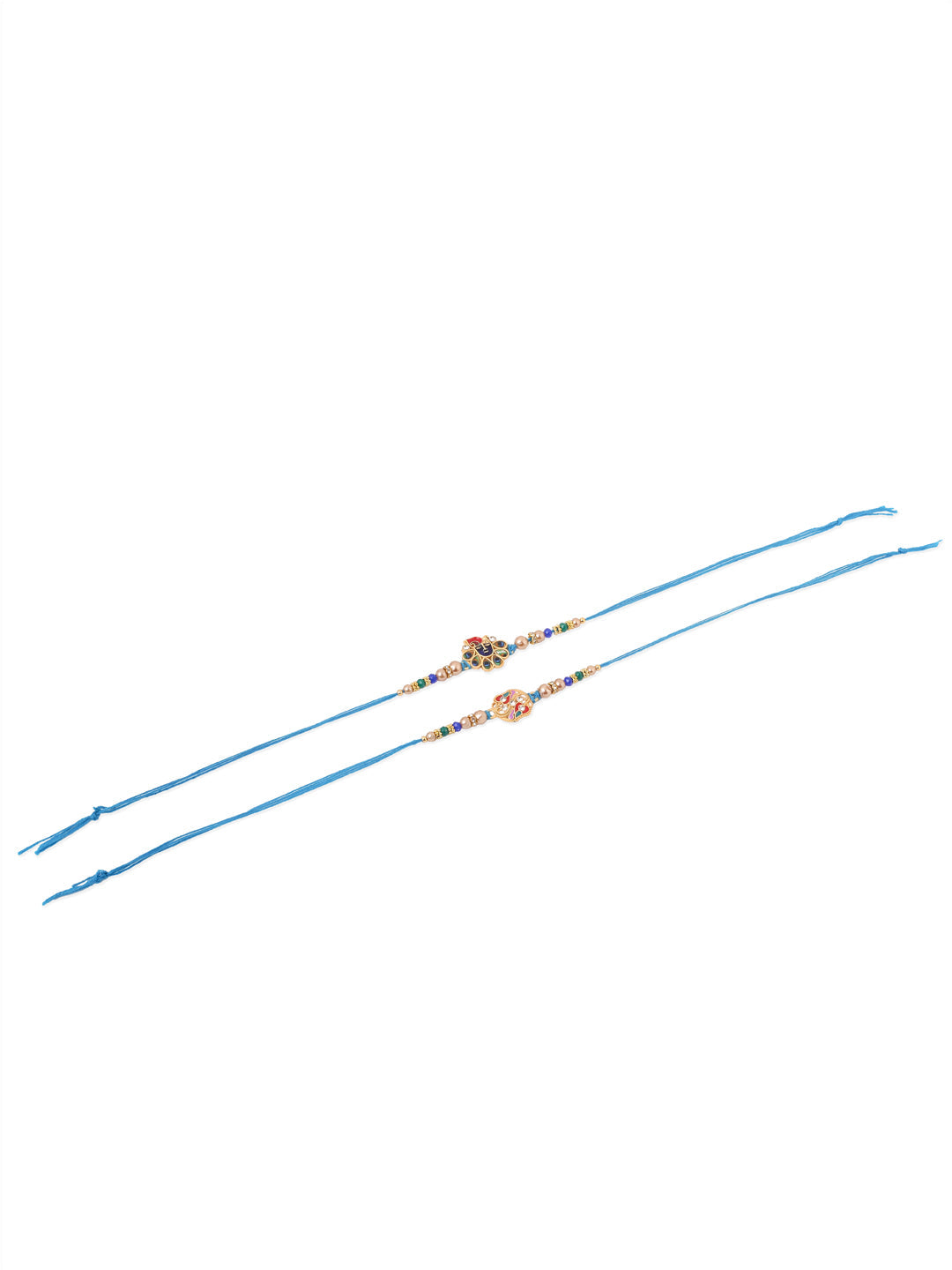 NVR Men Set of 2 Blue Artificial Stones & Beads Thread Rakhi, Combo for Rakshabandhan
