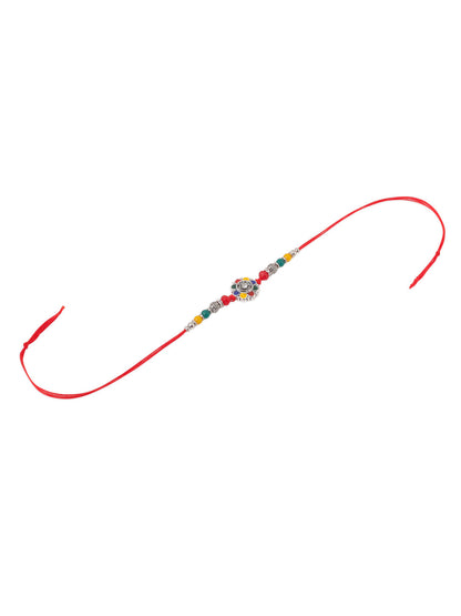 NVR Men Multicolor Artificial Stones & Beads Floral Design Thread Rakhi Combo
