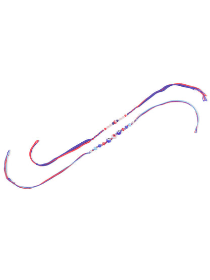 NVR Men Multicolor Evil Eye Artificial Beads Thread Rakhi with Roli Chawal Chandan & Mishri
