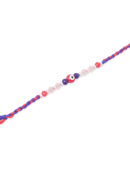 NVR Men Multicolor Evil Eye Artificial Beads Thread Rakhi with Roli Chawal Chandan & Mishri