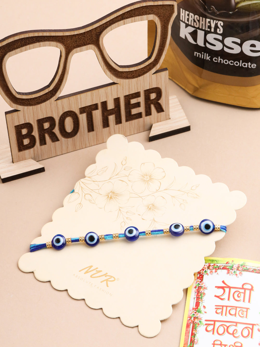 NVR Men's Blue Evil Eye Thread Rakhi, Combo for Rakshabandhan