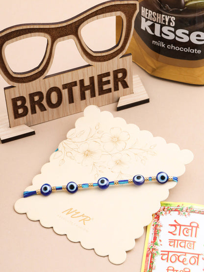 NVR Men's Blue Evil Eye Thread Rakhi, Combo for Rakshabandhan