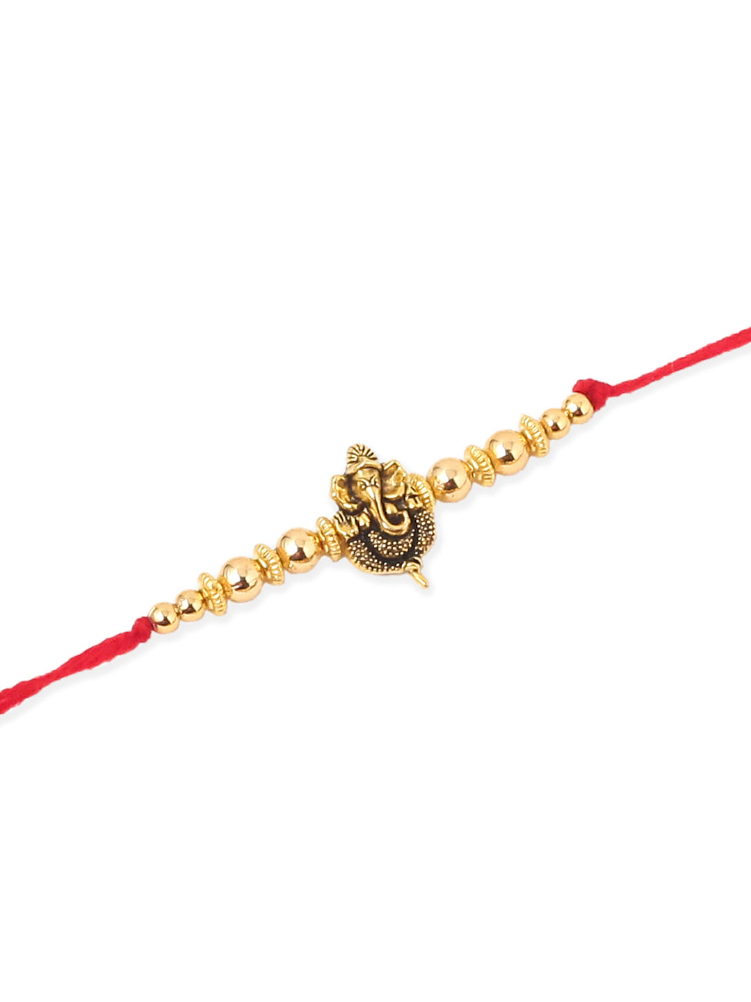 NVR Men Set of 3 Gold Toned Designer Ganesh Ji Thread Rakhi, Combo for Rakshabandhan