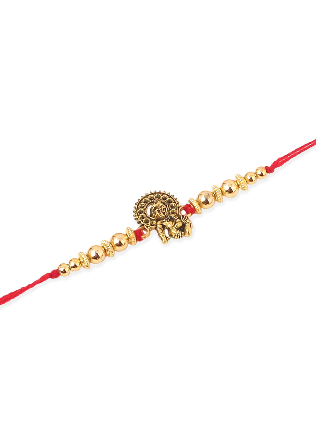 NVR Men Set of 3 Gold Toned Designer Ganesh Ji Thread Rakhi, Combo for Rakshabandhan