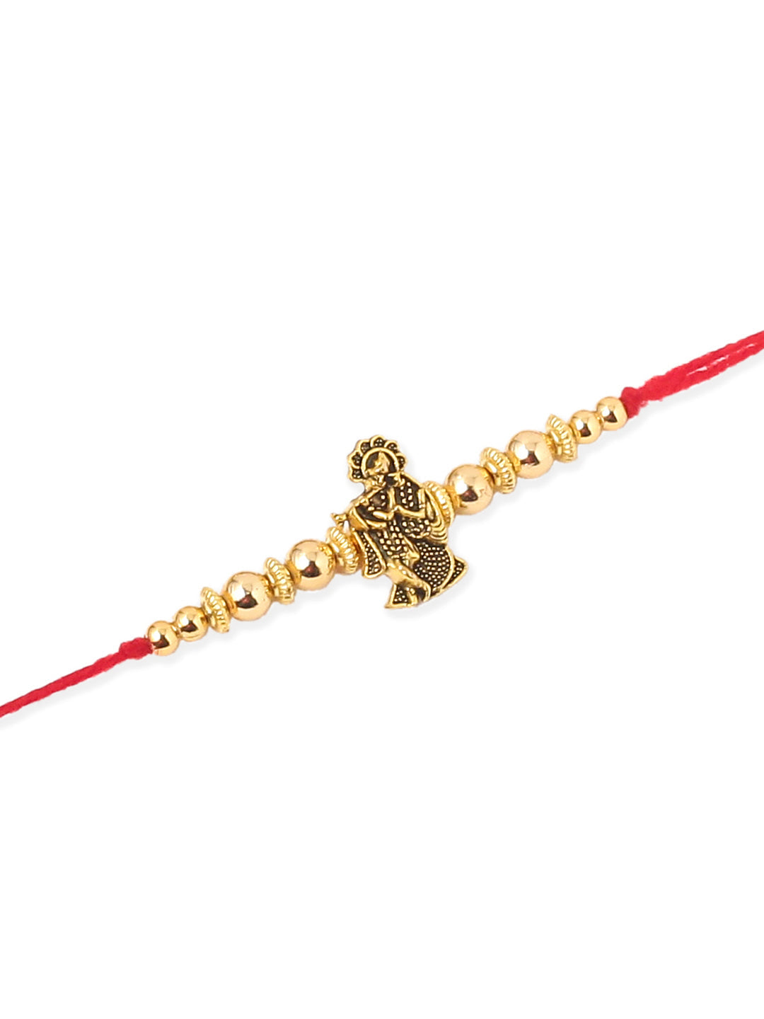 NVR Men Set of 3 Gold Toned Designer Ganesh Ji Thread Rakhi, Combo for Rakshabandhan
