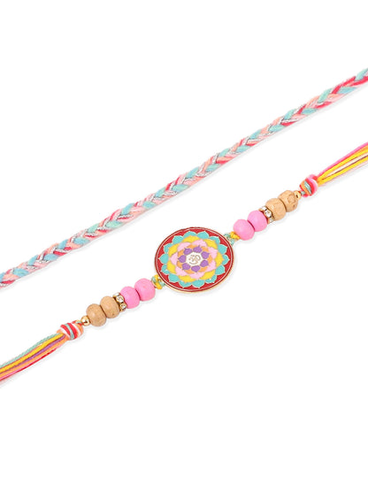 NVR Men Set of 2 Multicolor Artificial Stones & Beads Thread Rakhi Combo