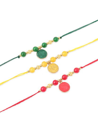 NVR Men Set of 3 Multicolor Artificial Beads Thread Rakhi, Combo for Rakshabandhan
