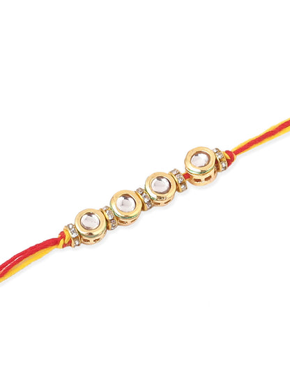 NVR Men's Set of 2 Multicolor Kundan Studded Thread Rakhi, Combo for Rakshabandhan