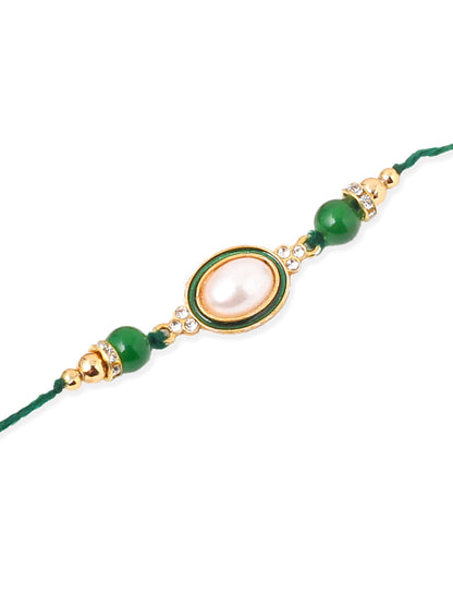 NVR Men Set of 3 Multicolor Artificial Beads & Pearls Thread Rakhi Combo
