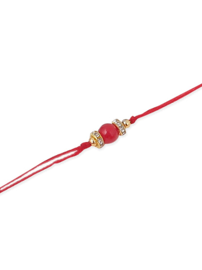 NVR Men Set of 3 Red Artificial Beads & Pearls Thread Rakhi, Combo for Rakshabandhan