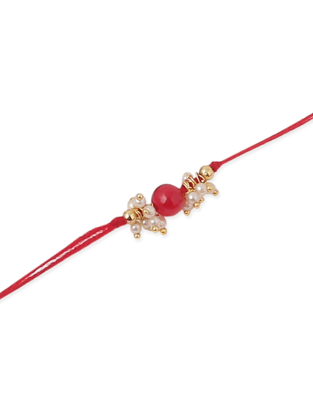 NVR Men Set of 3 Red Artificial Beads & Pearls Thread Rakhi, Combo for Rakshabandhan