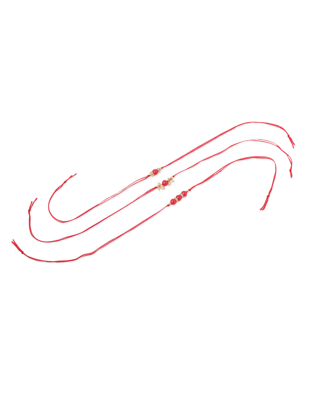 NVR Men Set of 3 Red Artificial Beads & Pearls Thread Rakhi, Combo for Rakshabandhan