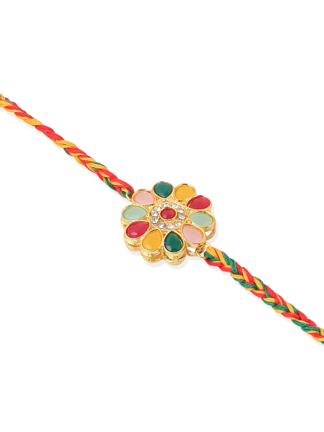 NVR Set of 2 Artificial Beads & Sea Shell Floral Design Bhaiya Bhabhi Rakhi with Roli Chawal Chandan & Mishri
