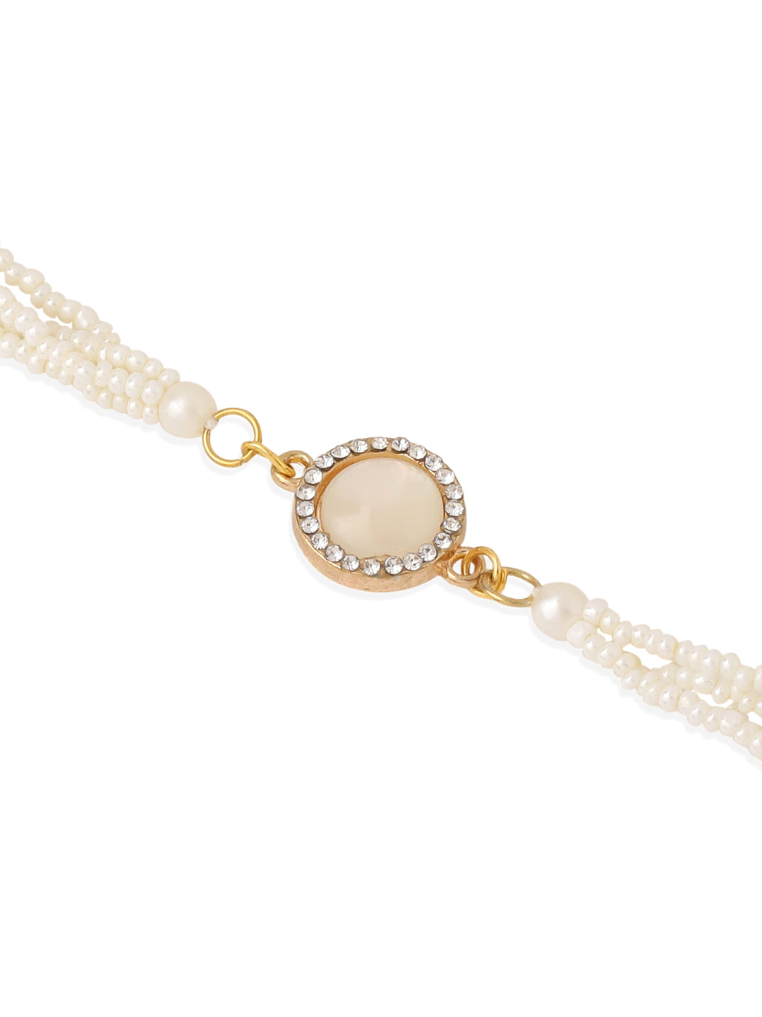 NVR Set of 2 White Pearls & Artificial Beads Bhaiya Bhabhi Rakhi with Roli Chawal Chandan & Mishri