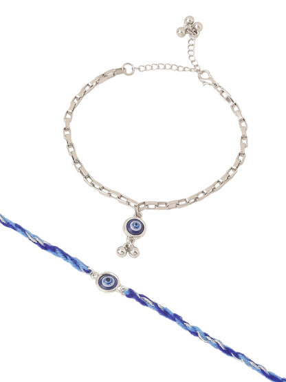 NVR Set of 2 Blue Evil Eye Bhaiya Bhabhi Rakhi, Combo for Rakshabandhan