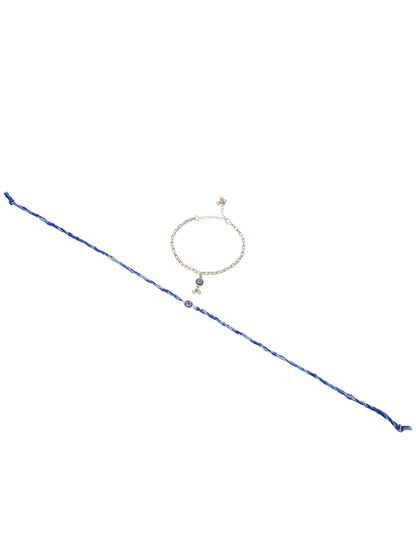 NVR Set of 2 Blue Evil Eye Bhaiya Bhabhi Rakhi, Combo for Rakshabandhan